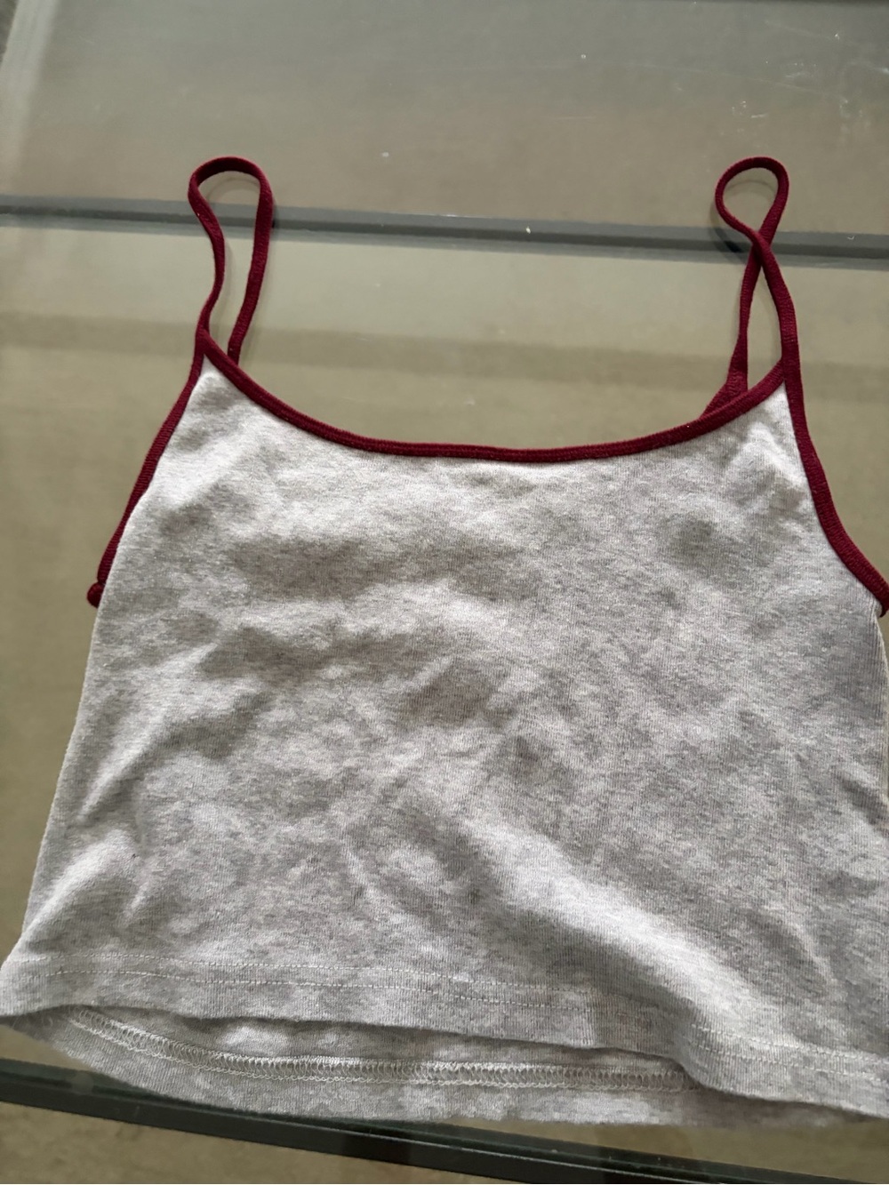 Brandy Melville Gray Cami with Wine Trim